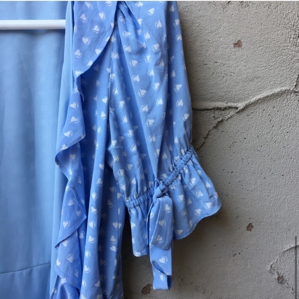 For Love & Lemons Sweetheart Wrap Mini Dress Periwinkle Size S - Picture 7 of 12